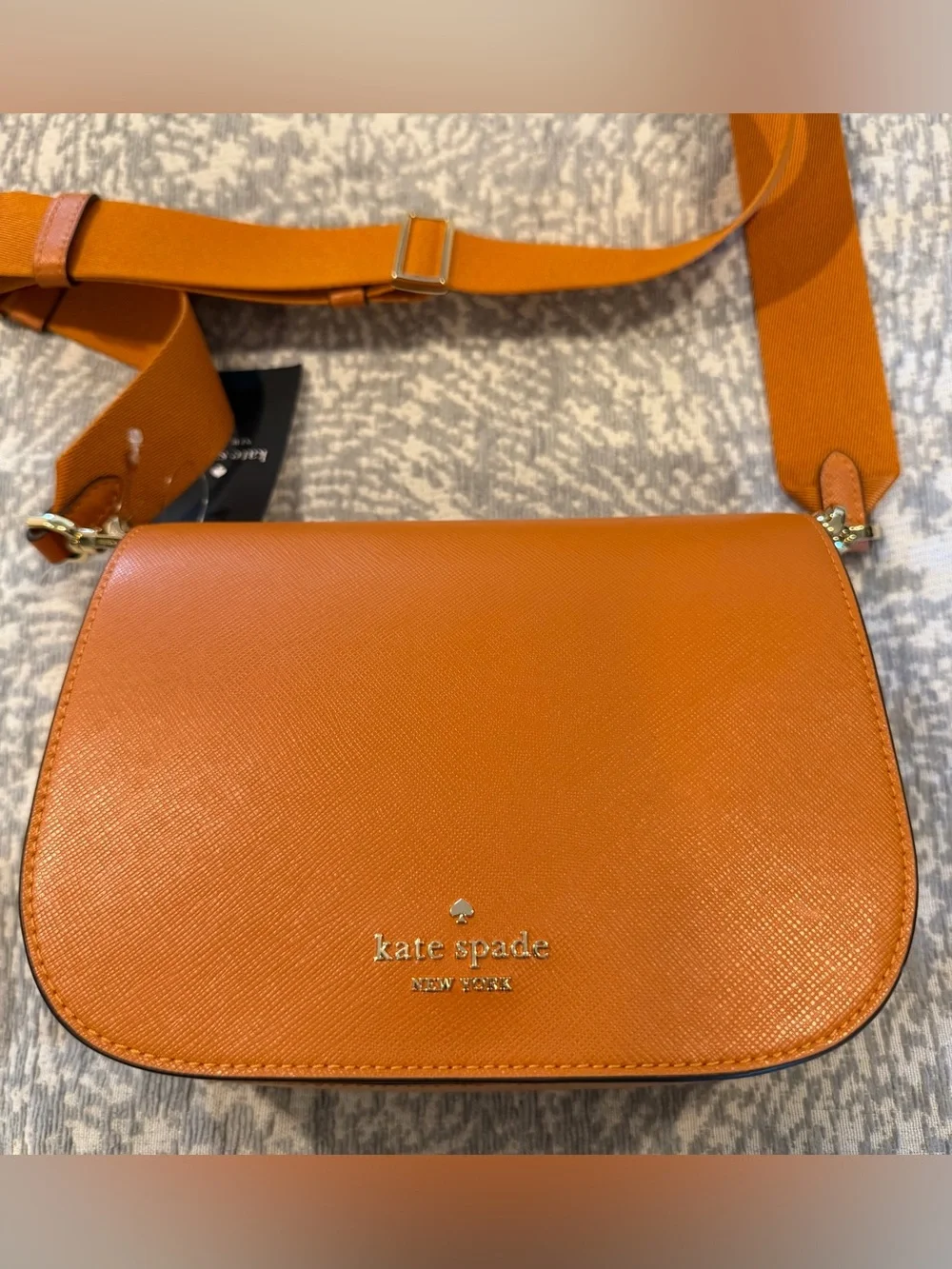 kate spade Orange Saffiano Crossbody with Gold Logo